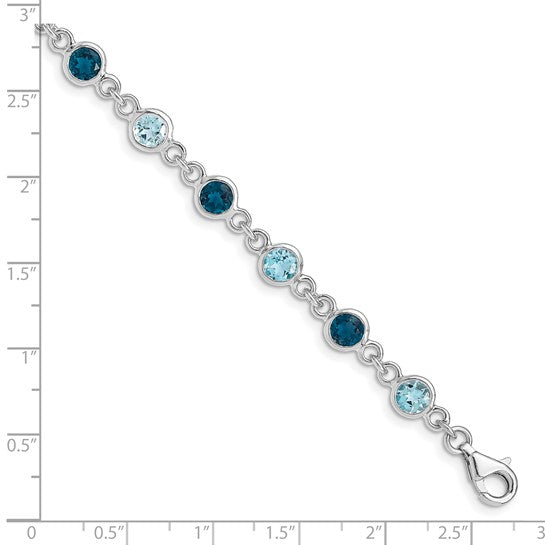 Sterling silver London and Swiss blue topaz bracelet