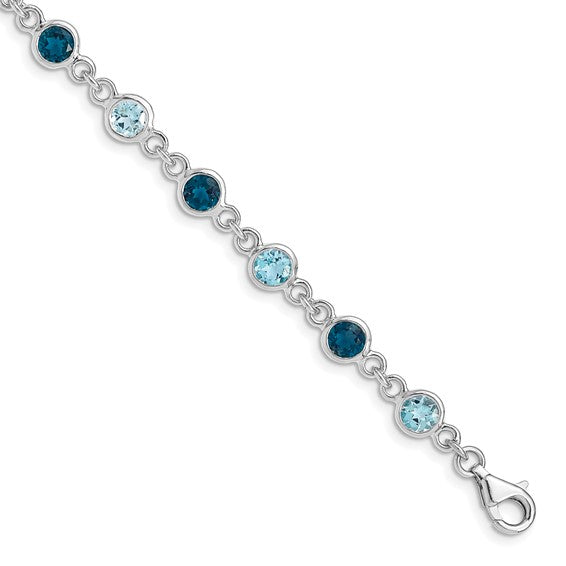 Sterling silver London and Swiss blue topaz bracelet