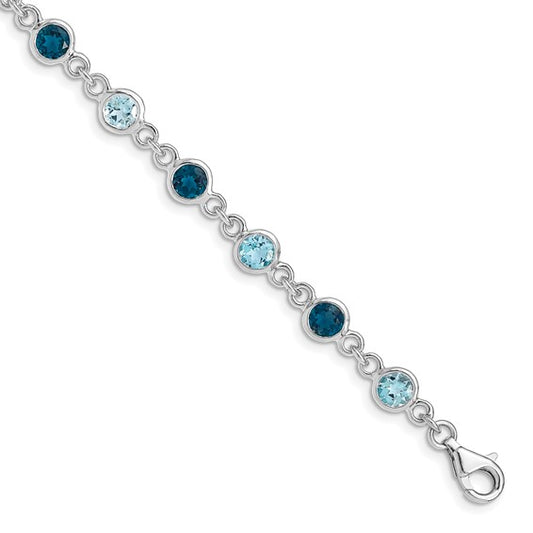 Sterling silver London and Swiss blue topaz bracelet