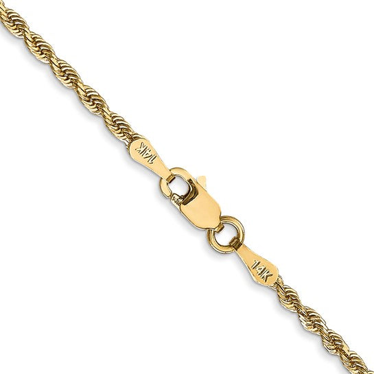 14KT Yellow Gold 22 Inch 2mm Diamond-cut Quadruple Rope Lobster Clasp Chain