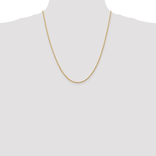 14KT Yellow Gold 22 Inch 2mm Diamond-cut Quadruple Rope Lobster Clasp Chain