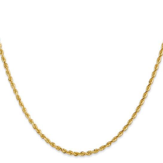 14KT Yellow Gold 24 Inch 2.25mm Diamond-cut Quadruple Rope Lobster Clasp Chain