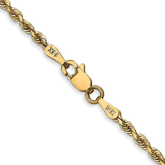 14KT Yellow Gold 24 Inch 2.25mm Diamond-cut Quadruple Rope Lobster Clasp Chain