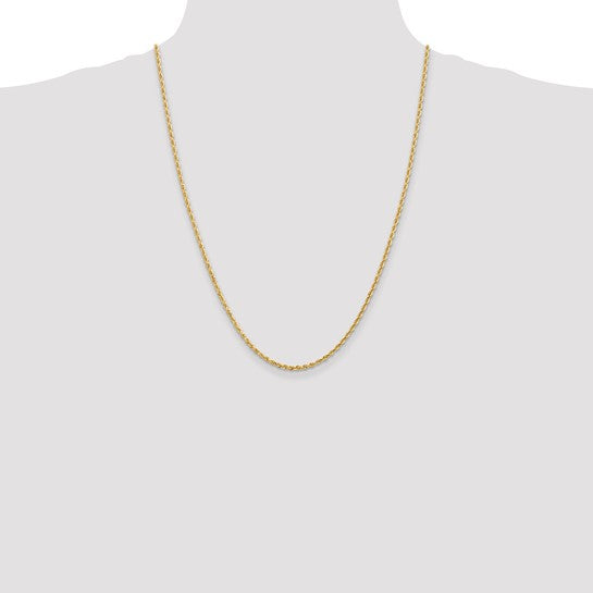14KT Yellow Gold 24 Inch 2.25mm Diamond-cut Quadruple Rope Lobster Clasp Chain