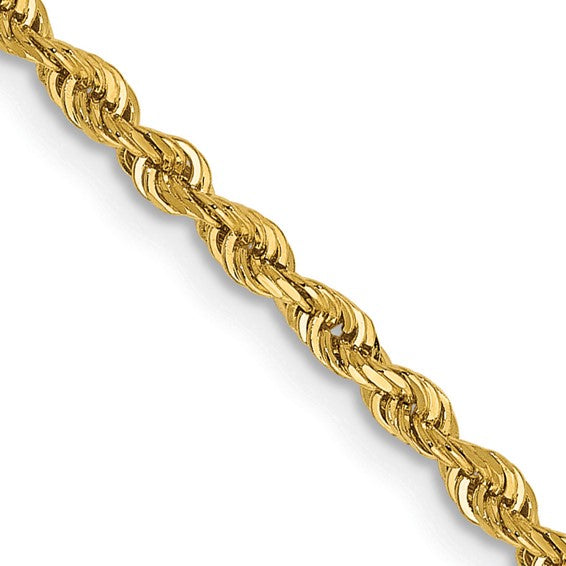 14KT Yellow Gold 24 Inch 2.25mm Diamond-cut Quadruple Rope Lobster Clasp Chain
