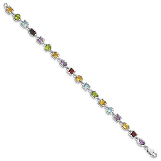 Sterling silver multi gemstone bracelet