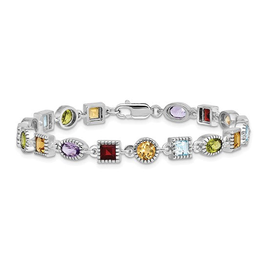 Sterling silver multi gemstone bracelet