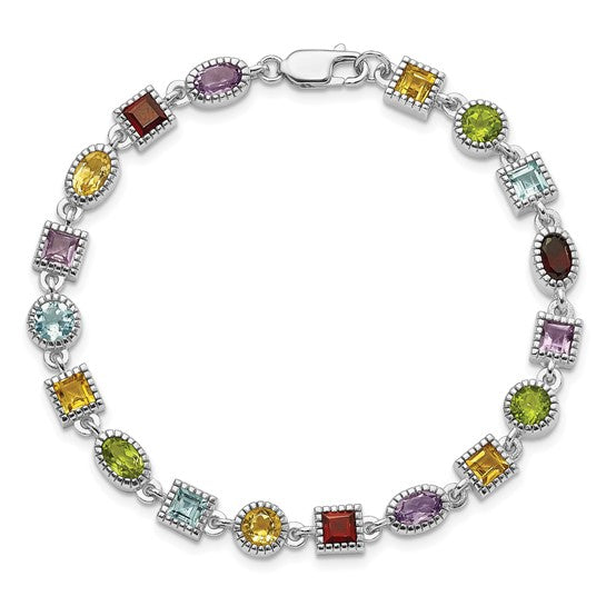 Sterling silver multi gemstone bracelet