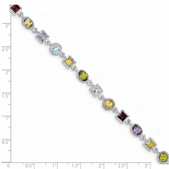 Sterling silver multi gemstone bracelet