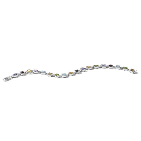 Sterling silver multi gemstone bracelet