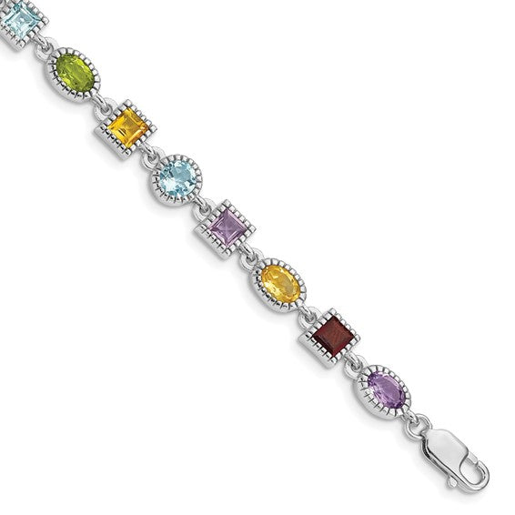 Sterling silver multi gemstone bracelet