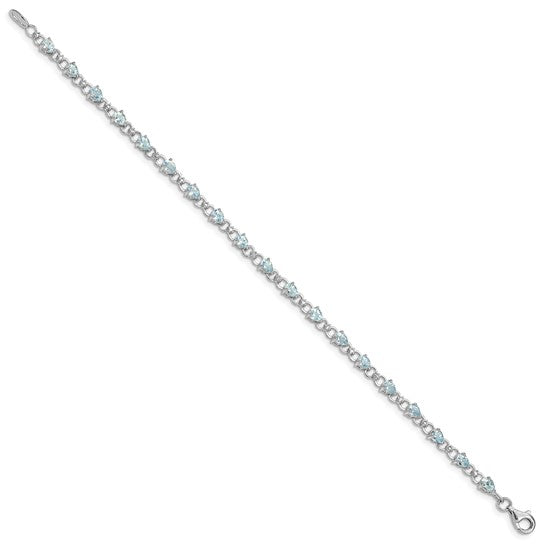 Sterling silver Aquamarine diamond .02 cttw bracelet