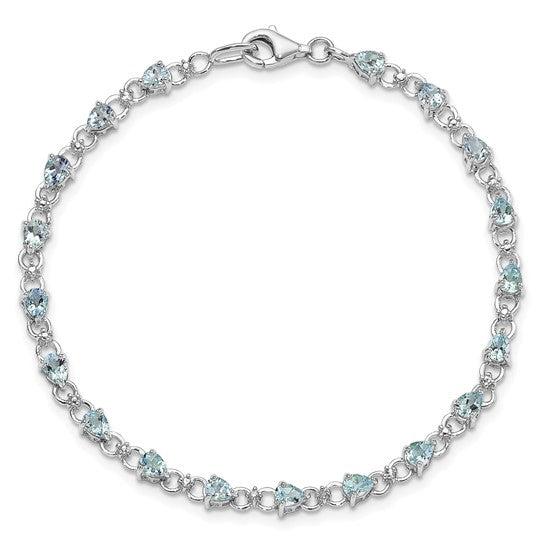 Sterling silver Aquamarine diamond .02 cttw bracelet