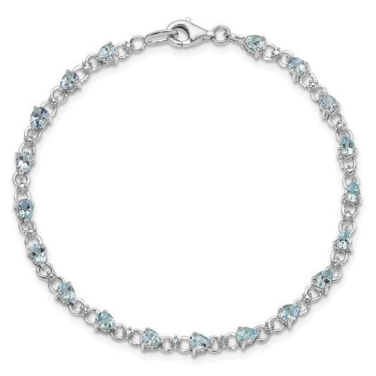 Sterling silver Aquamarine diamond .02 cttw bracelet