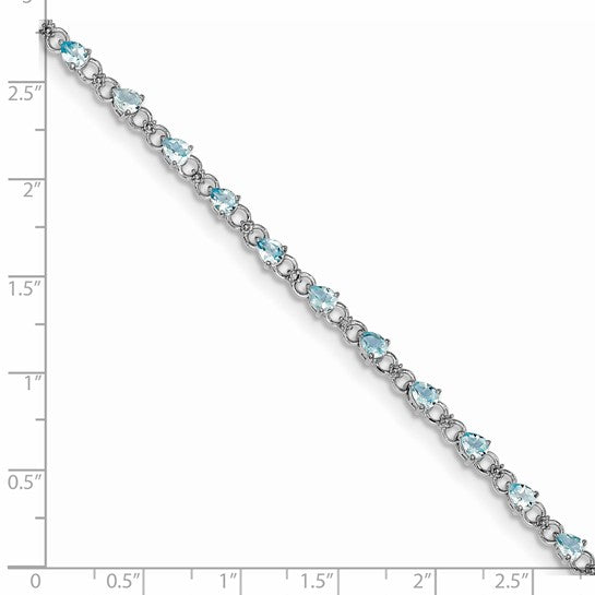 Sterling silver Aquamarine diamond .02 cttw bracelet