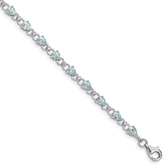 Sterling silver Aquamarine diamond .02 cttw bracelet