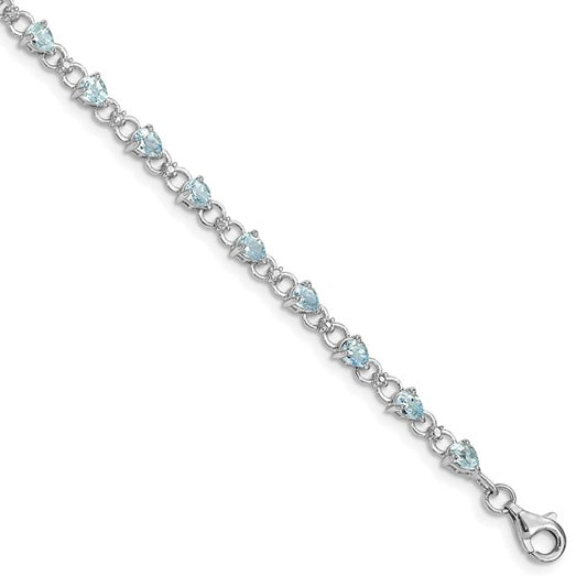 Sterling silver Aquamarine diamond .02 cttw bracelet