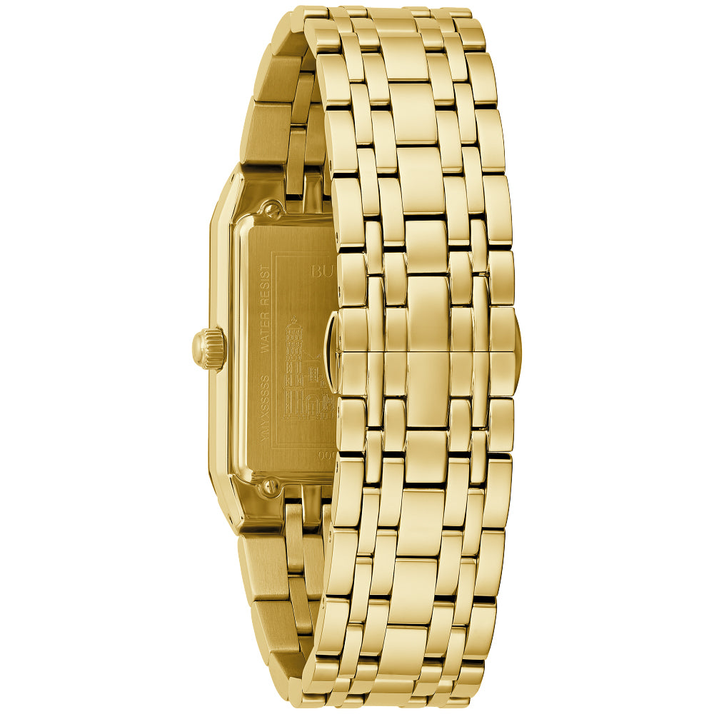 Bulova Men’s Diamond Watch – Gold-Tone Stainless Steel with Black Dial