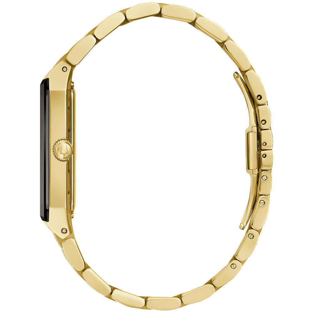 Bulova Men’s Diamond Watch – Gold-Tone Stainless Steel with Black Dial