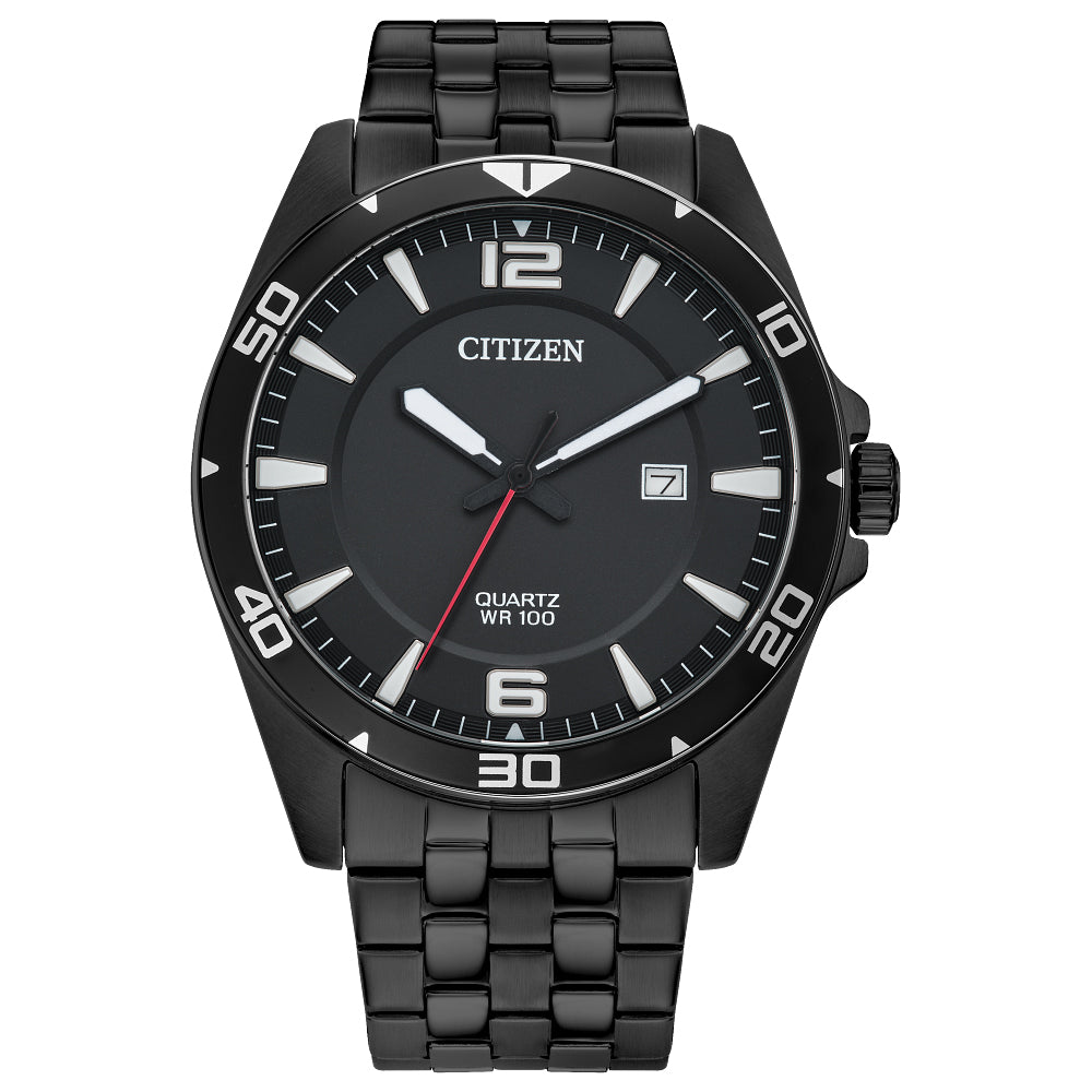 Citizen Quartz Mens Black Stainless Steel Bracelet Watch