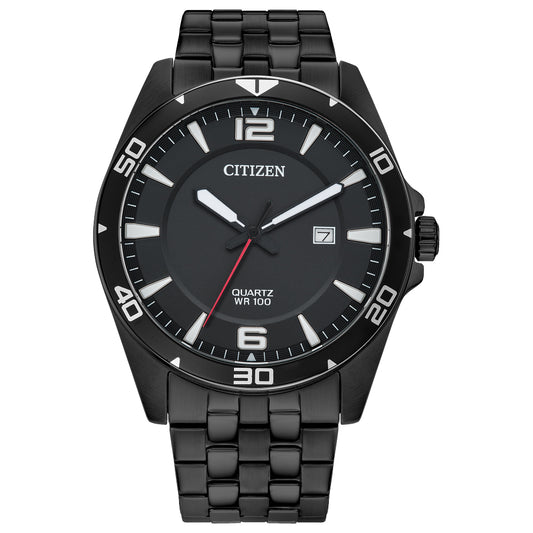 Citizen Quartz Mens Black Stainless Steel Bracelet Watch