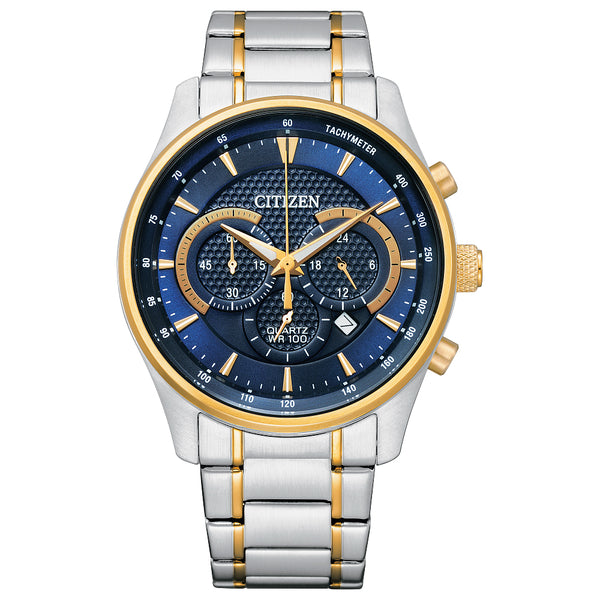 MEN QUARTZ WR100 SST BRAC BLUE