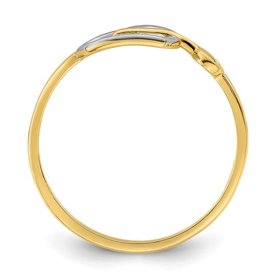 14kt Yellow Gold w/Rhodium Heart and Key Ring