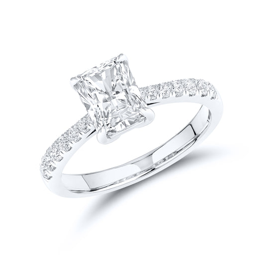 14kt White Gold 2.25 CTW Lab Diamond Radiant Shape Solitaire Ring