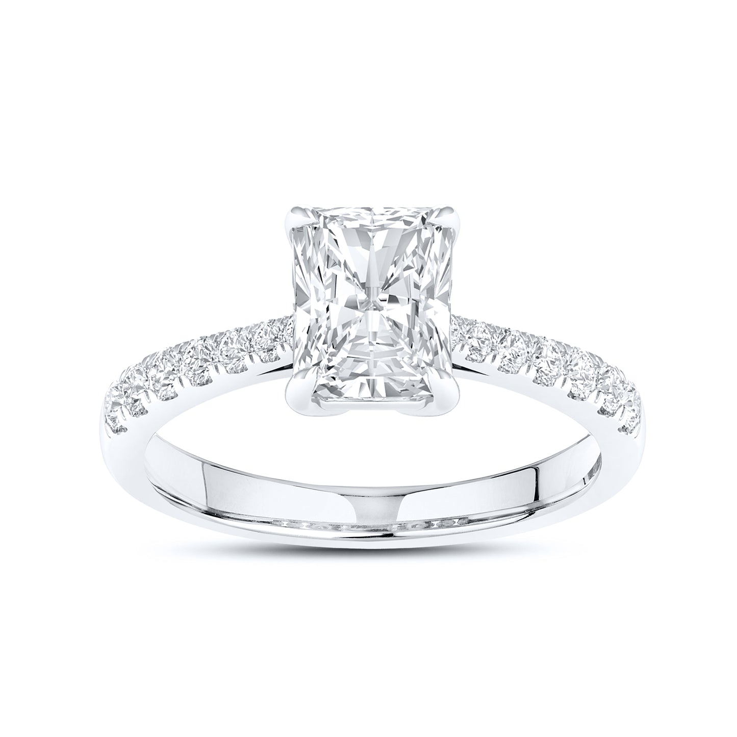 14kt White Gold 2.25 CTW Lab Diamond Radiant Shape Solitaire Ring