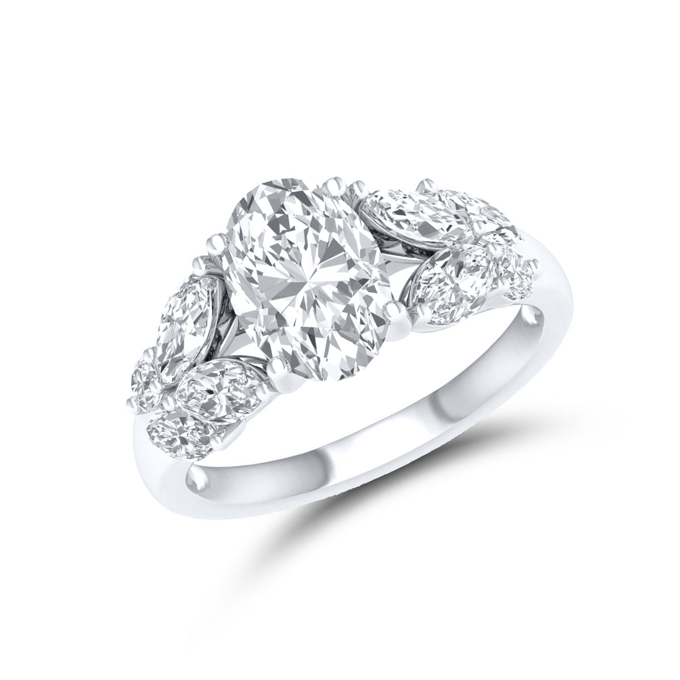 14kt White Gold 3 CTW Lab Diamond Oval Shape center Solitaire Ring