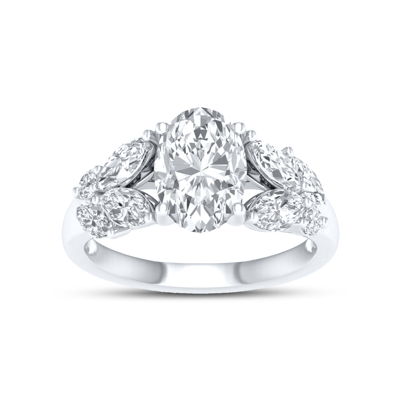 14kt White Gold 3 CTW Lab Diamond Oval Shape center Solitaire Ring
