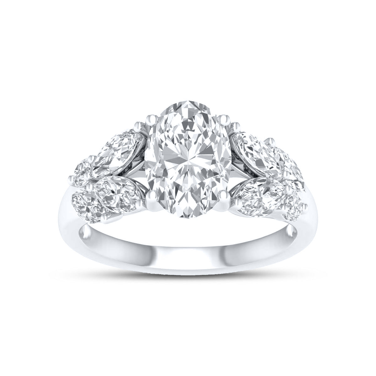 14kt White Gold 3 CTW Lab Diamond Oval Shape center Solitaire Ring