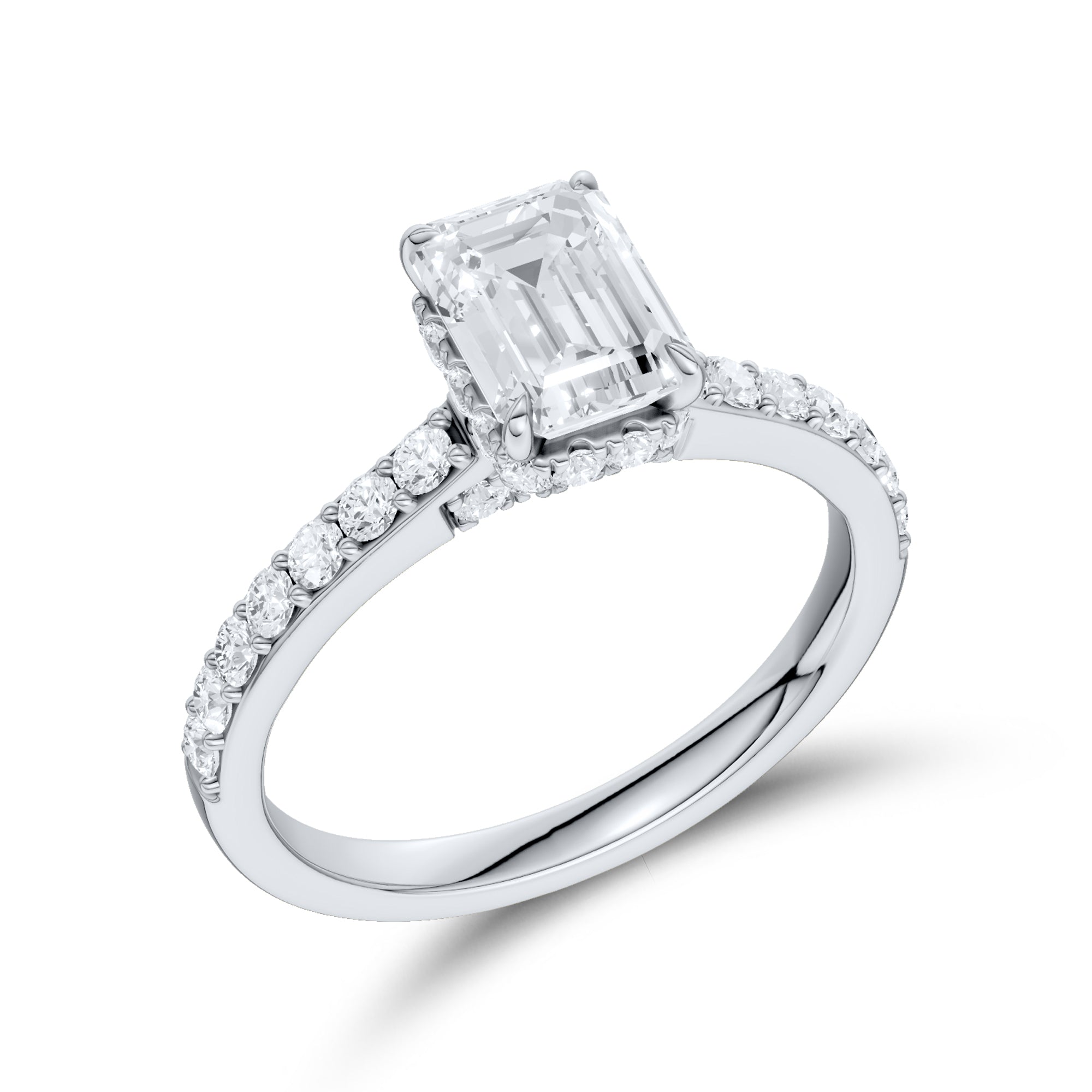 14kt White Gold 1.50 CTW Emerald Shape Lab Diamond Solitaire Ring