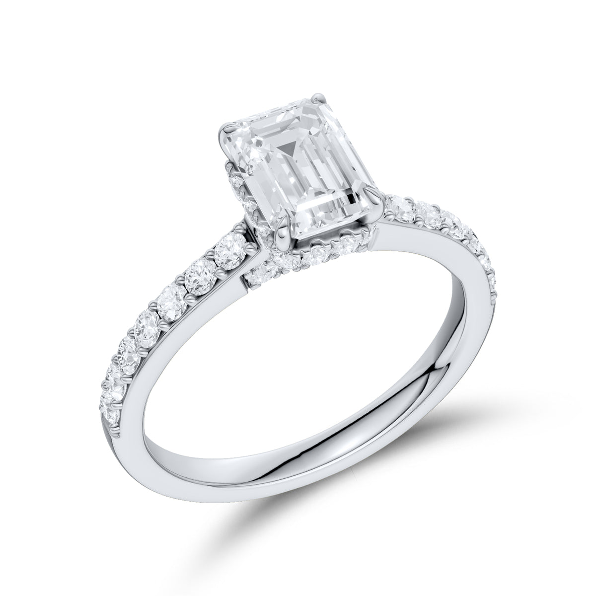 14kt White Gold 1.50 CTW Emerald Shape Lab Diamond Solitaire Ring