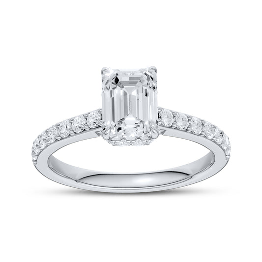 14kt White Gold 1.50 CTW Emerald Shape Lab Diamond Solitaire Ring