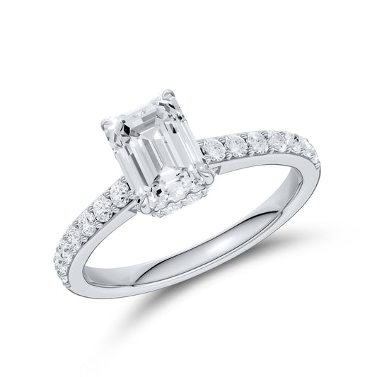 14kt White Gold 1.50 CTW Emerald Shape Lab Diamond Solitaire Ring