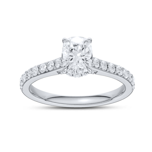 14kt White Gold 1.50 CTW Lab Diamond Oval Shape Solitaire Ring