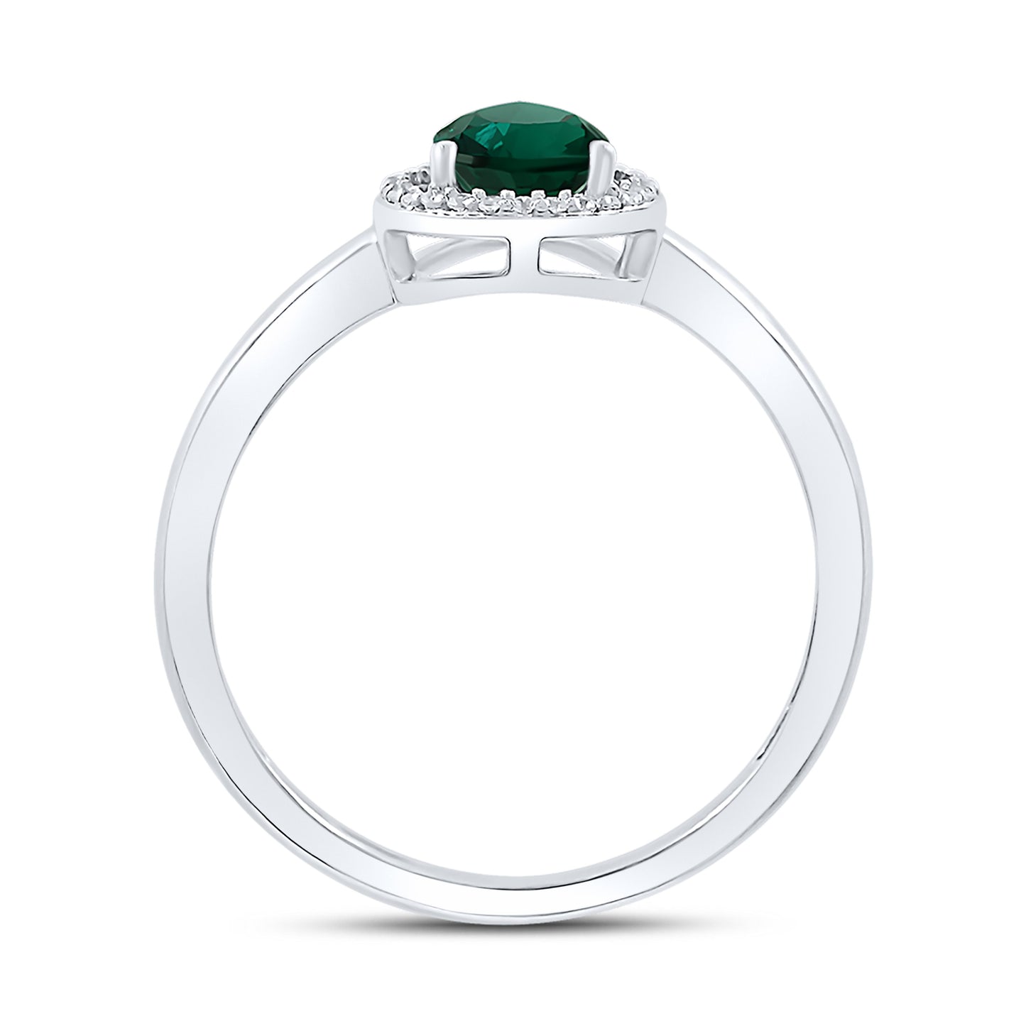 14K WHITE GOLD LAB CREATED EMERALD 0.08 CTW DIAMOND RING