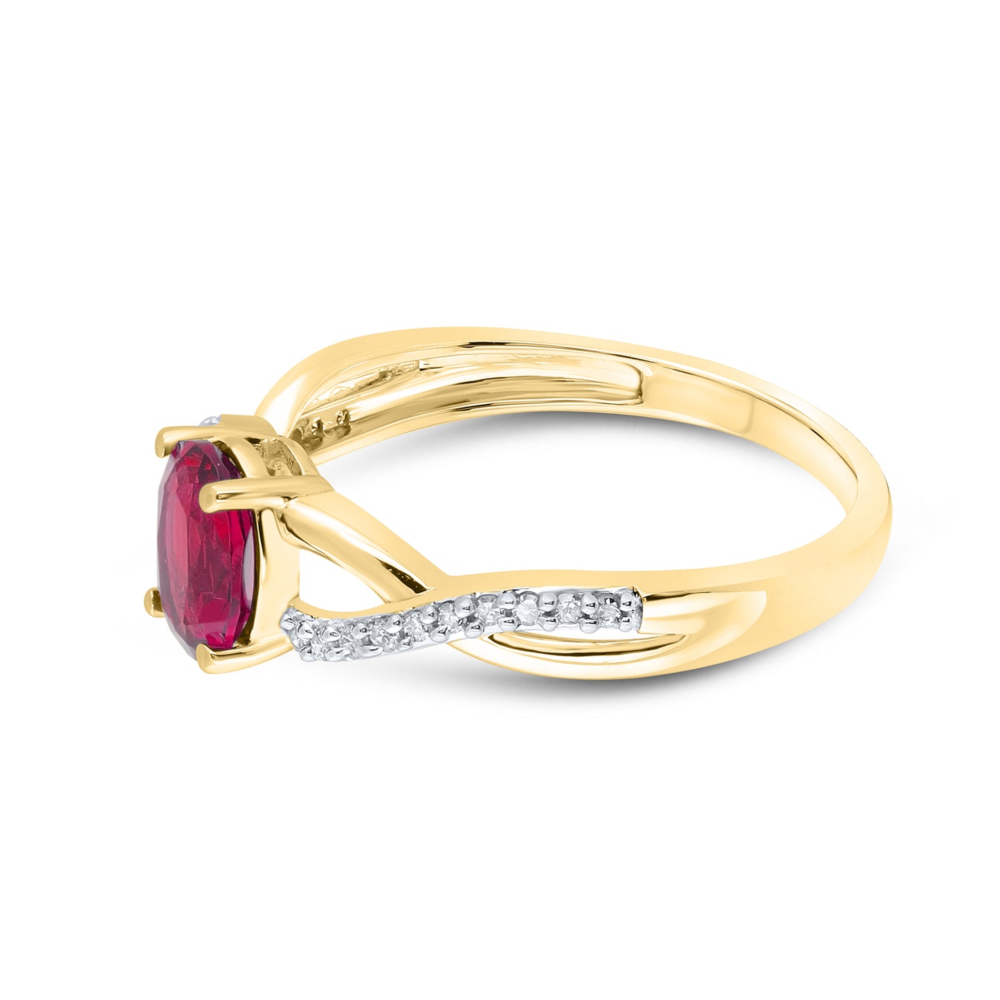 14kt Yellow Gold 0.21 CTW Natural Diamond with Lab Created Ruby Ring