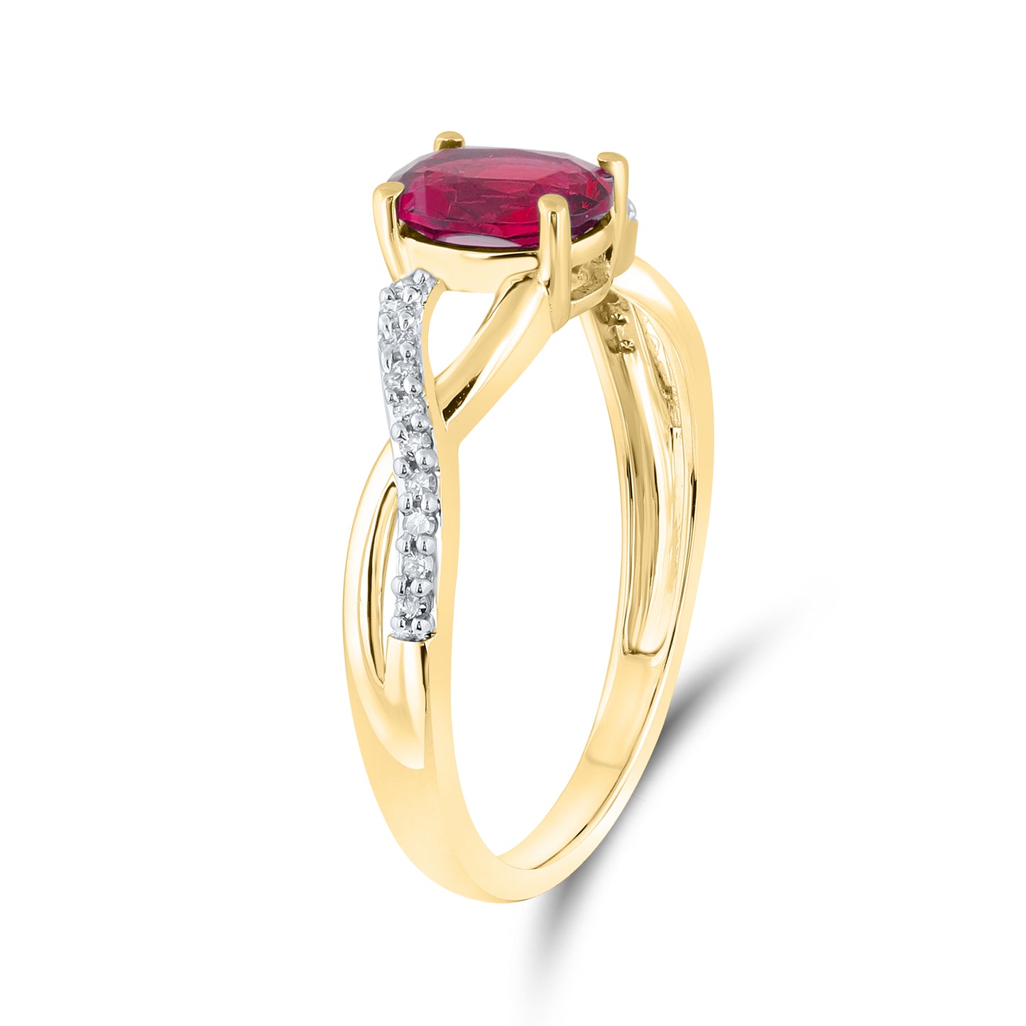 14kt Yellow Gold 0.21 CTW Natural Diamond with Lab Created Ruby Ring
