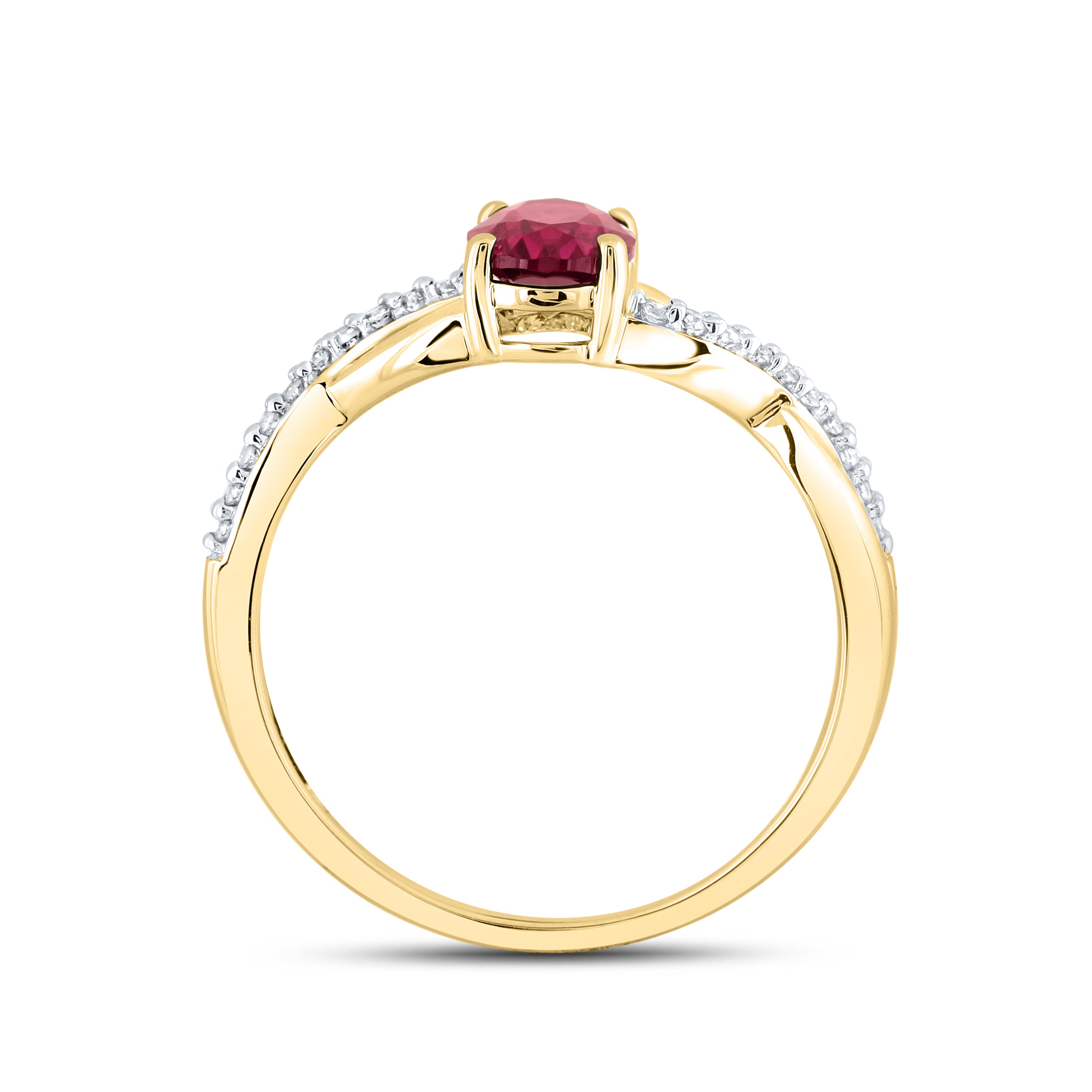 14kt Yellow Gold 0.21 CTW Natural Diamond with Lab Created Ruby Ring