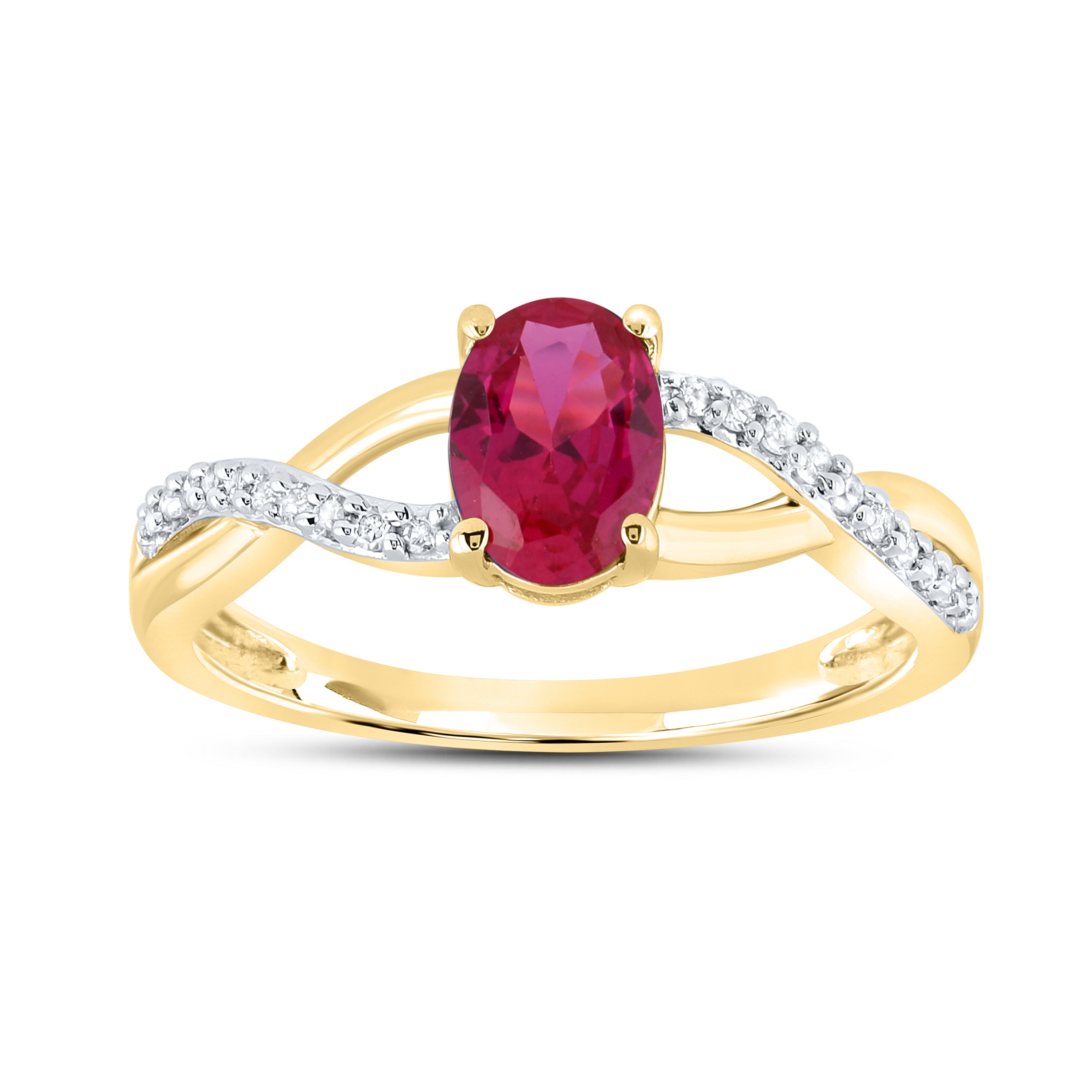 14kt Yellow Gold 0.21 CTW Natural Diamond with Lab Created Ruby Ring