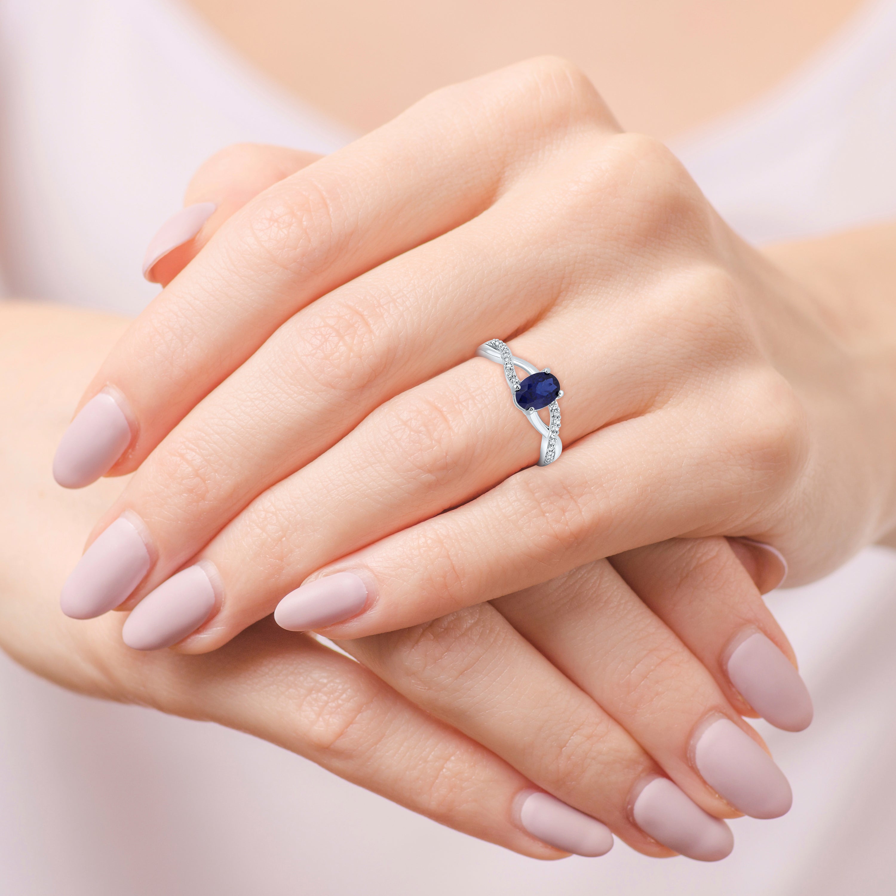 14kt White Gold 0.21 CTW Natural Diamond with Lab Created Blue Sapphire Ring