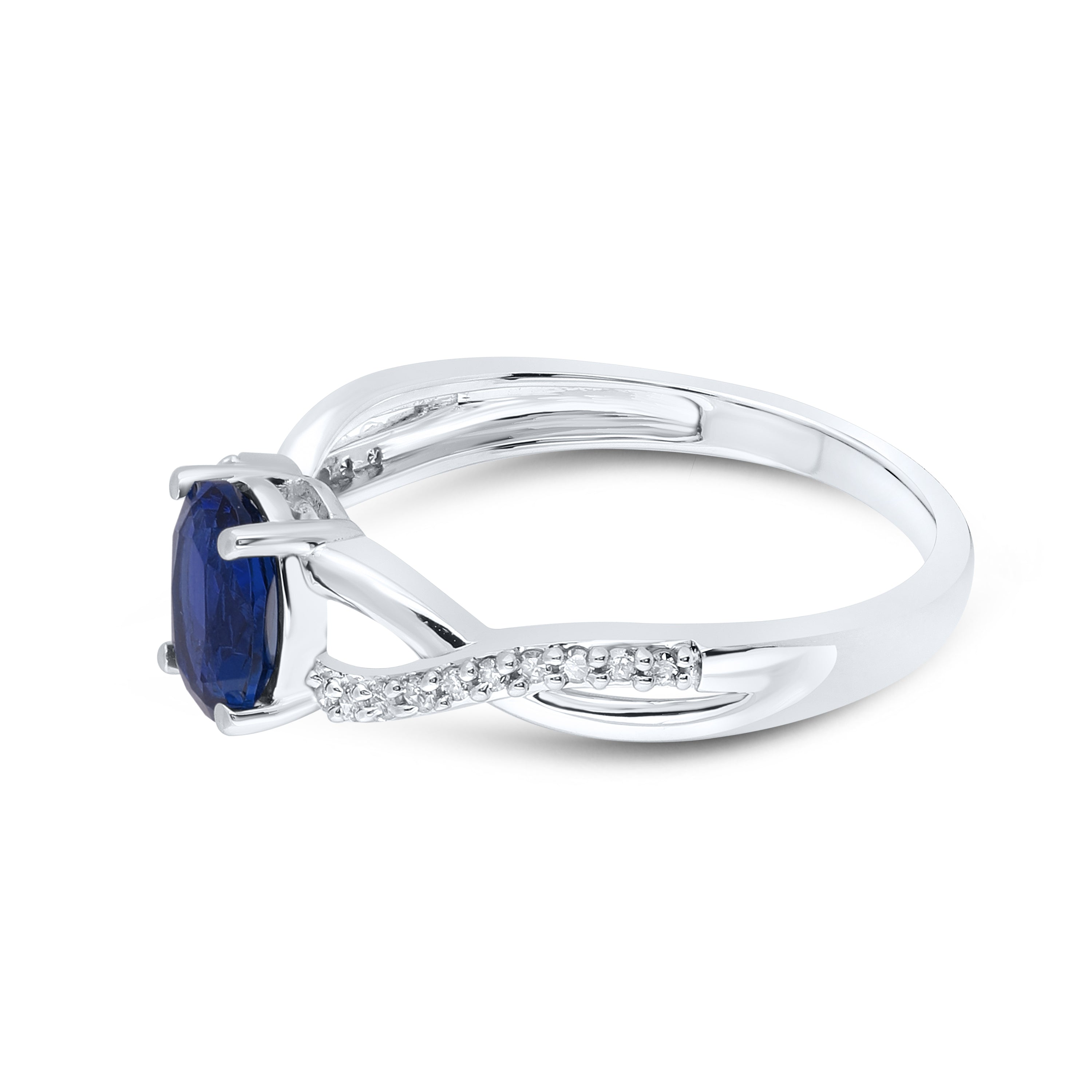 14kt White Gold 0.21 CTW Natural Diamond with Lab Created Blue Sapphire Ring