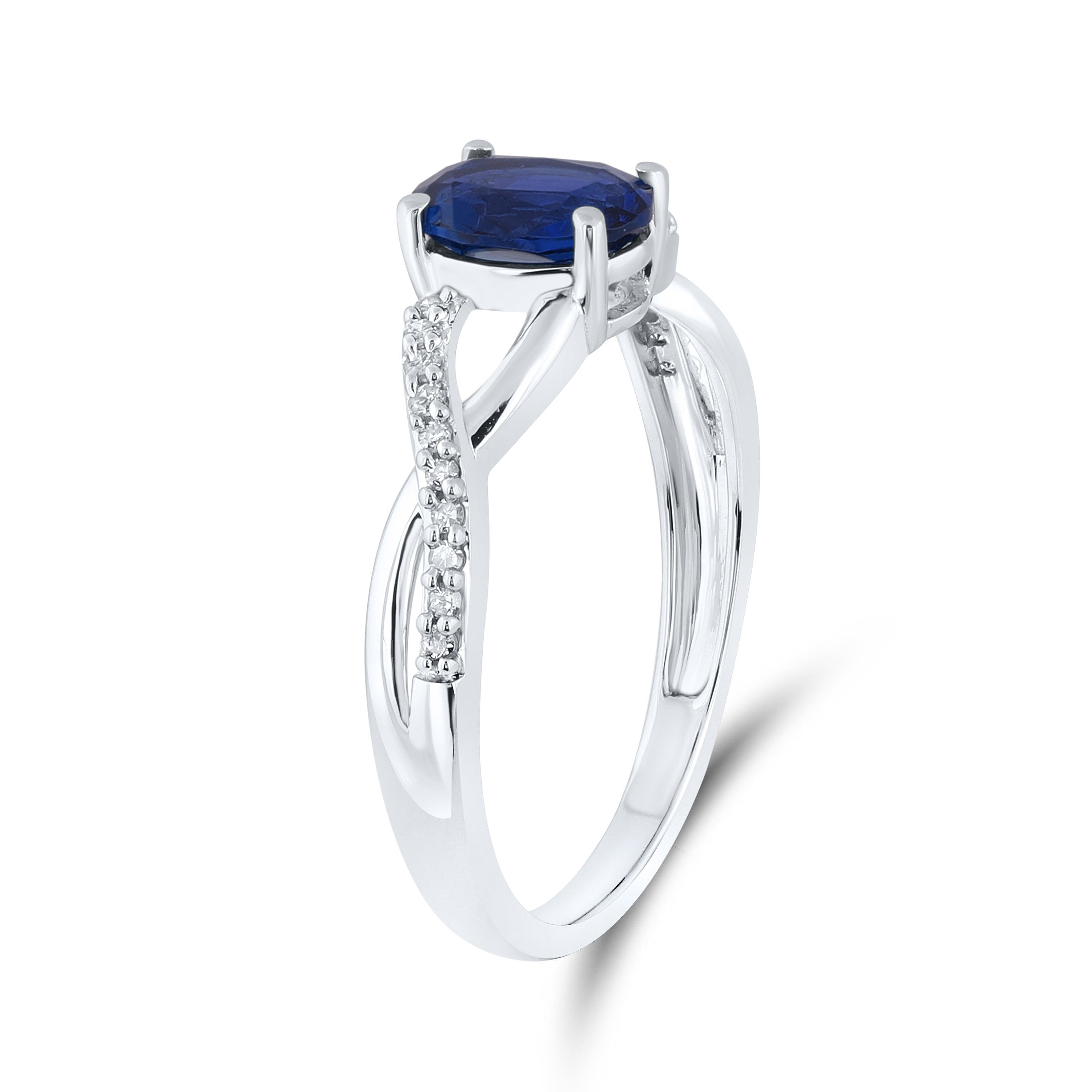 14kt White Gold 0.21 CTW Natural Diamond with Lab Created Blue Sapphire Ring