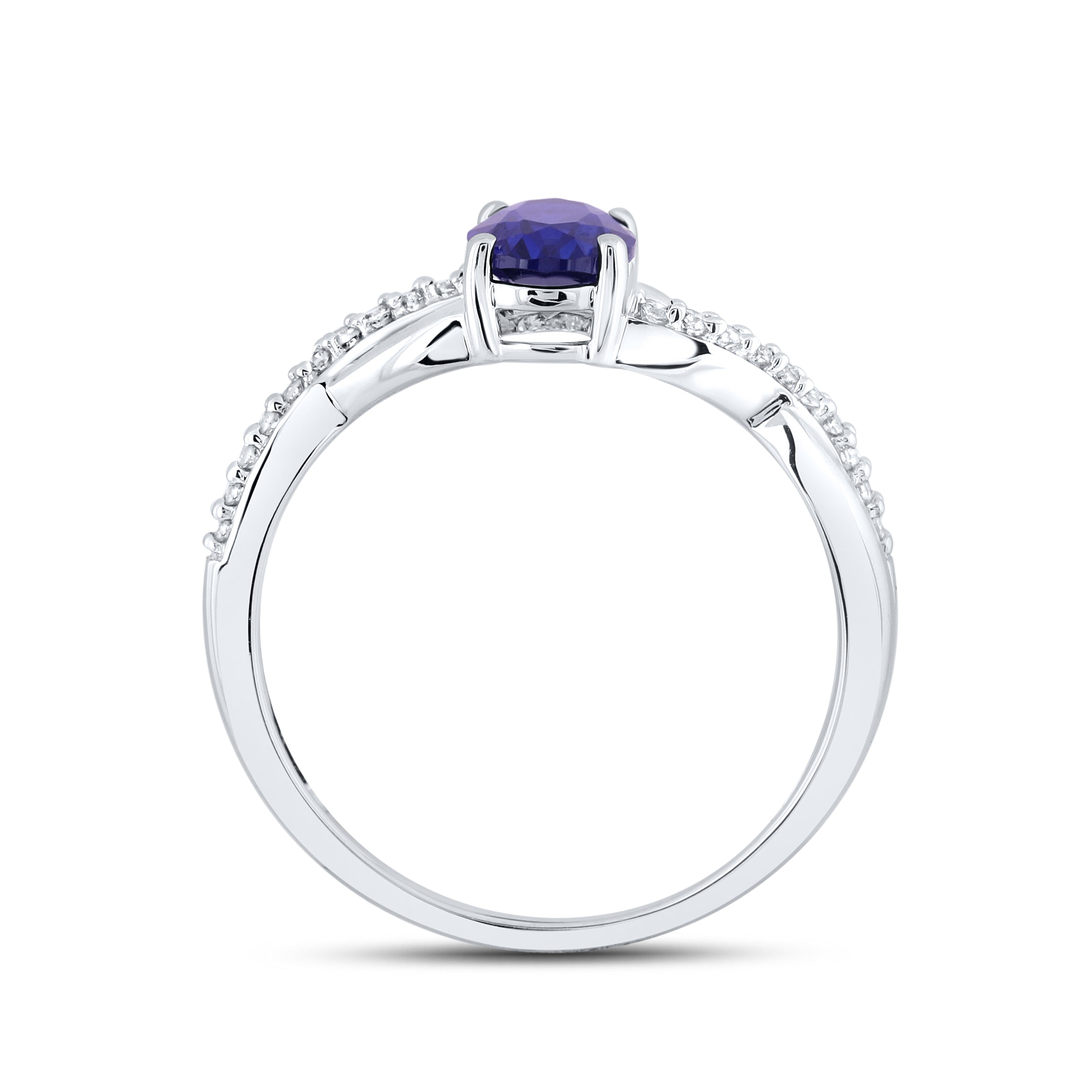 14kt White Gold 0.21 CTW Natural Diamond with Lab Created Blue Sapphire Ring