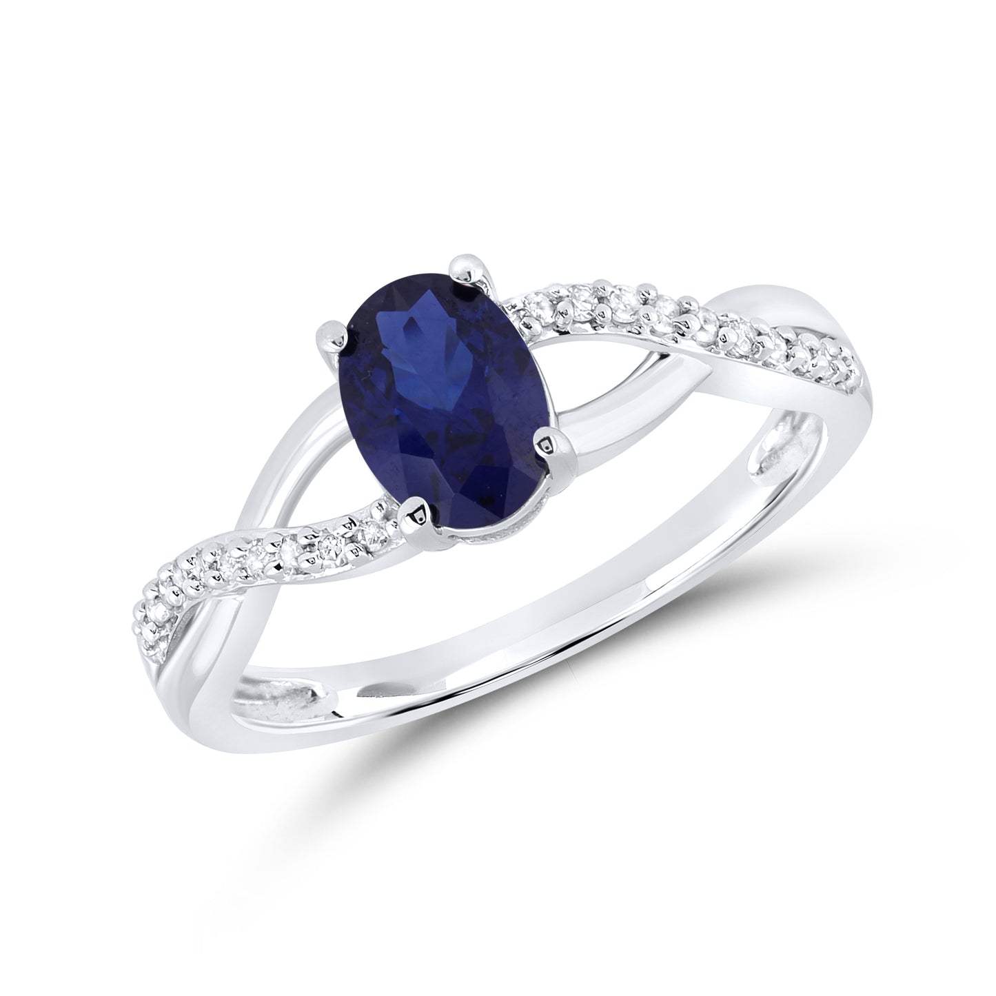 14kt White Gold 0.21 CTW Natural Diamond with Lab Created Blue Sapphire Ring