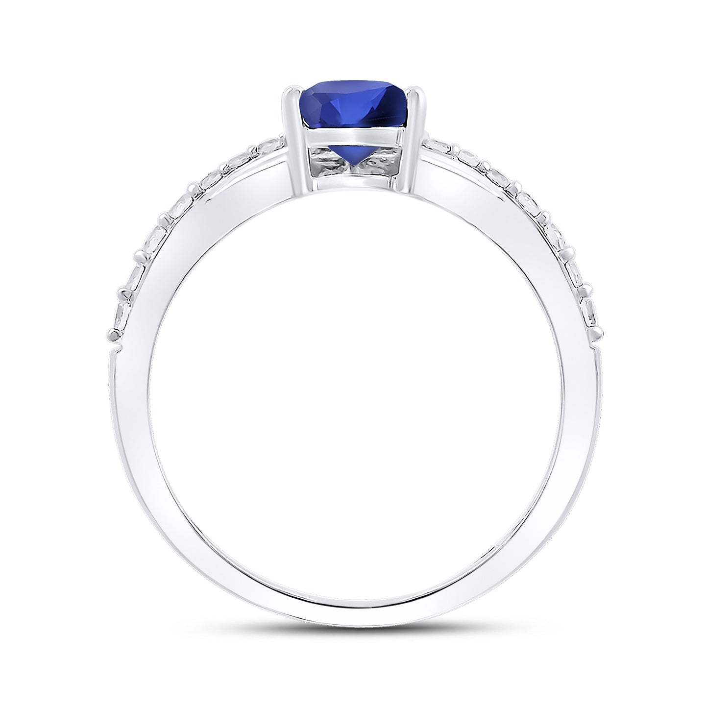 14K WHITE GOLD LAB CREATED SAPPHIRE 0.20 CTW DIAMOND RING