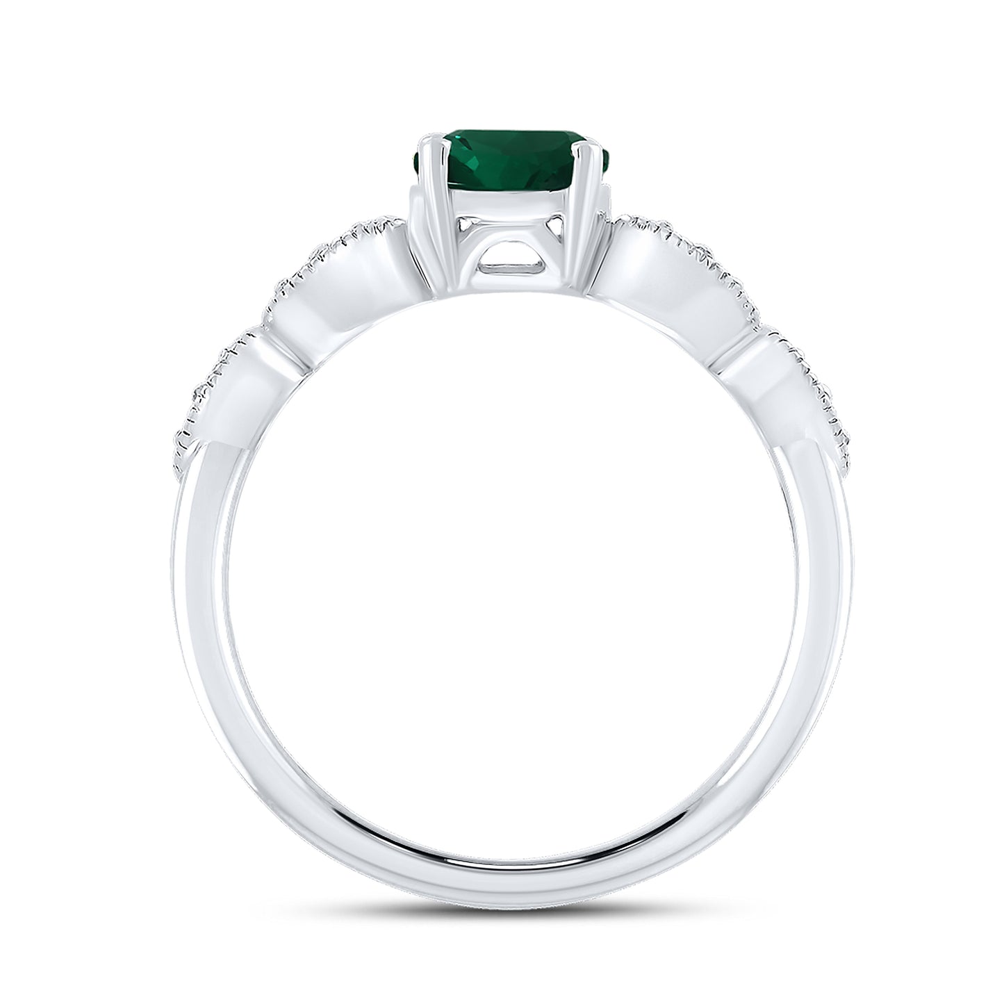 14K WHITE GOLD LAB EMERALD 0.08 CTW DIAMOND RING