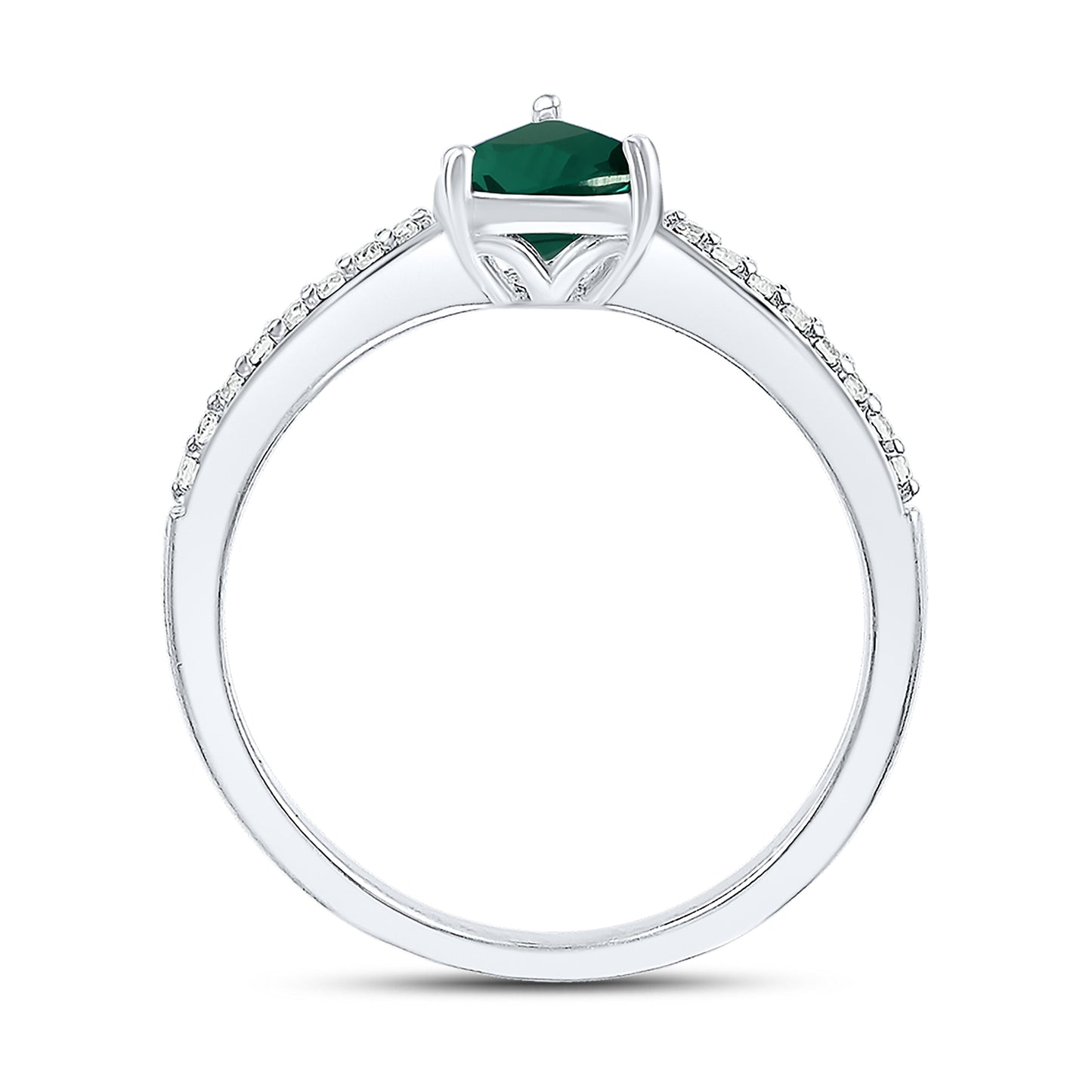 14K WHITE GOLD LAB CREATED EMERALD 0.10 CTW DIAMOND RING